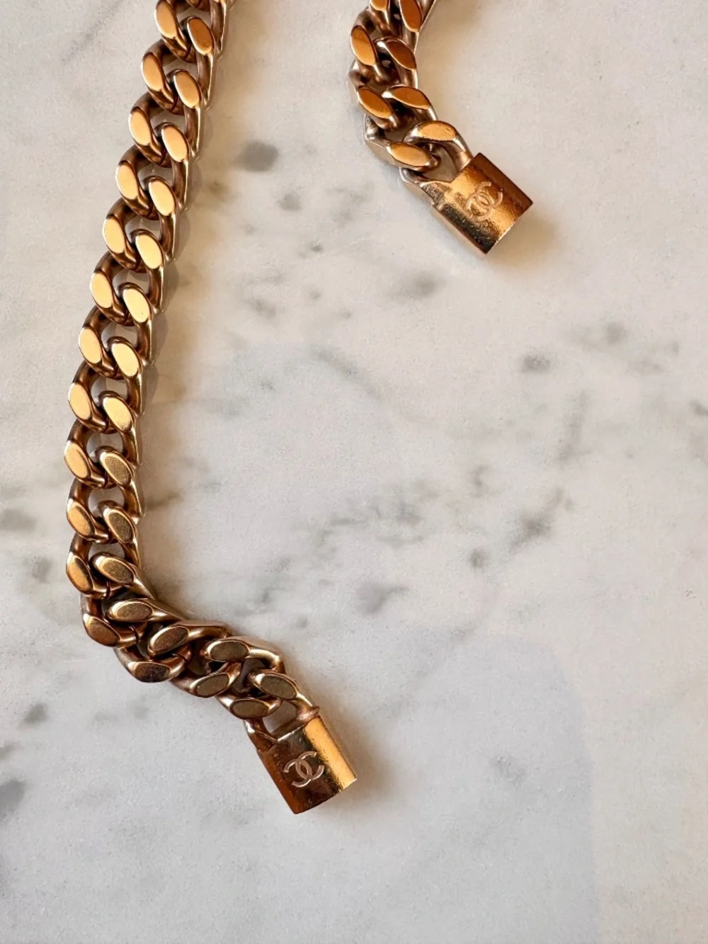Chanel Chain Link Necklace with Faux pearls